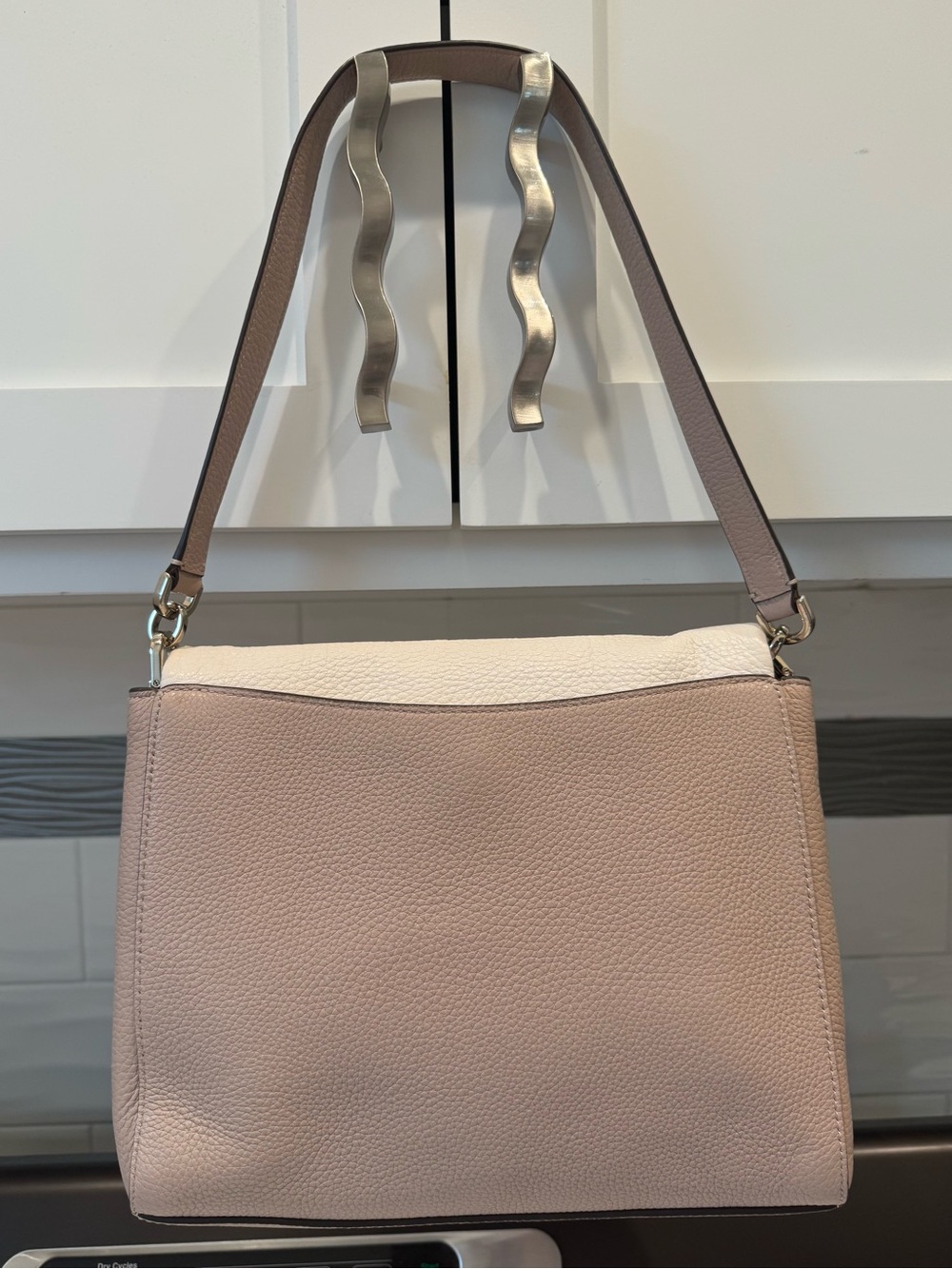 Kate Spade Pebbled Leila Medium Flap Shoulder/Crossbody Warm Beige Colorblock - Picture 4 of 12